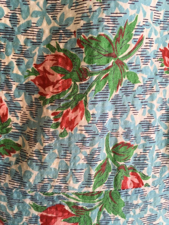 Vintage 1940s Rose Print Cotton Seer Sucker Pinaf… - image 7