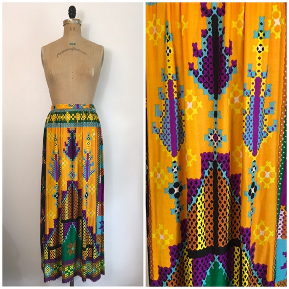 Vintage 1970s Nelly de Grab Rainbow Maxi Skirt 70s