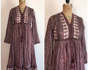 Vintage 1970s Lady Tara Cotton Tent Dress 70s Boho Gauze Dress
