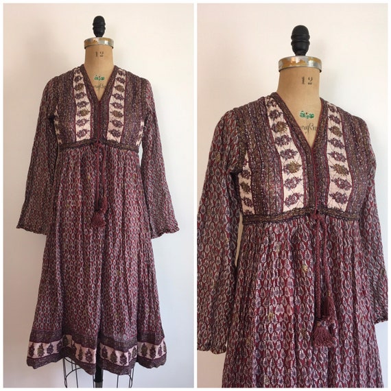 Vintage 1970s Lady Tara Cotton Tent Dress 70s Boh… - image 1
