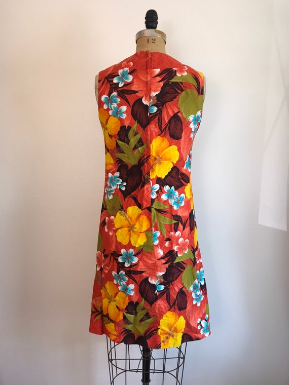 Vintage 1960s Hawaiian Hibiscus Floral Print Dres… - image 5