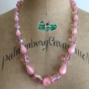 1950s 1960s Pink Moonglow Crystal Bead Necklace 50s 60s image 2