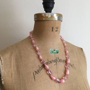 1950s 1960s Pink Moonglow Crystal Bead Necklace 50s 60s image 5