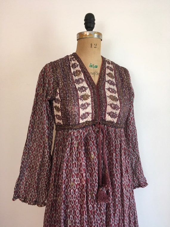 Vintage 1970s Lady Tara Cotton Tent Dress 70s Boh… - image 3