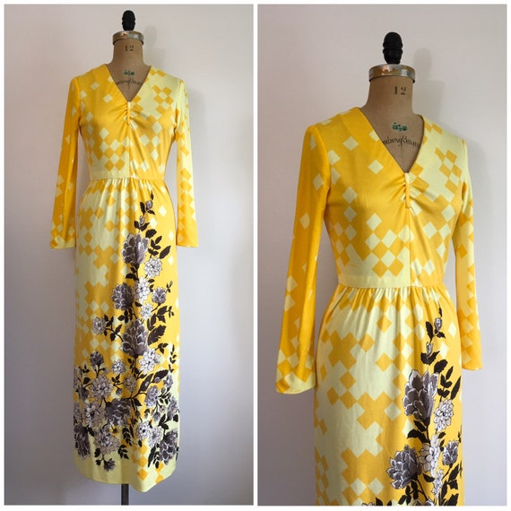Vintage 1960s Paganne Dress 60s Mod Op Art Floral