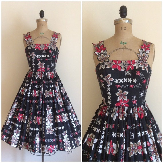 1950s Candy Jones Dress 50s Hawaiian Sundress Tiki