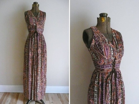 Vintage 1970s Dress Gay Gibson Boho Maxi Dress