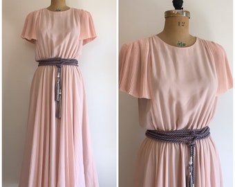 Vintage 1980s Pierre Cardin Boutique Dress 80s Pink Gown Dress