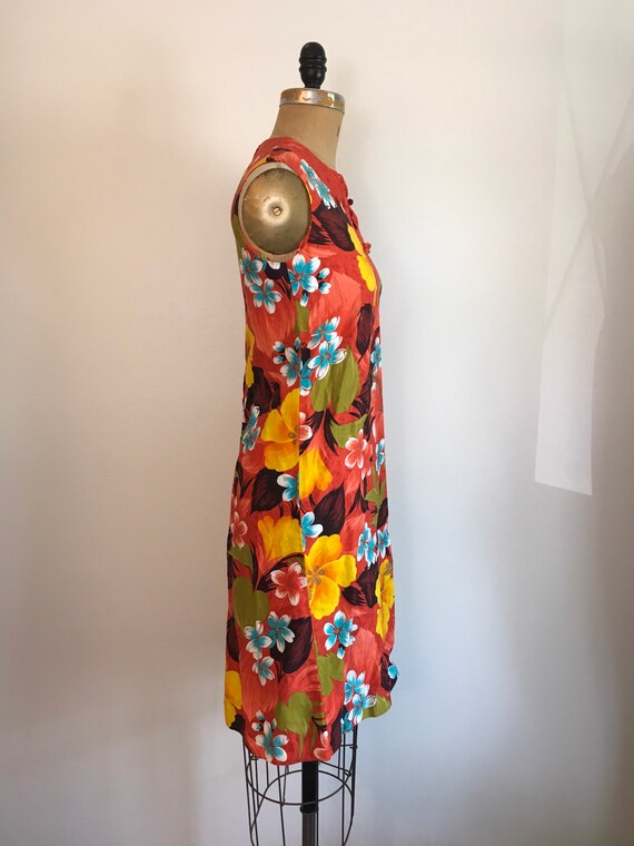 Vintage 1960s Hawaiian Hibiscus Floral Print Dres… - image 4