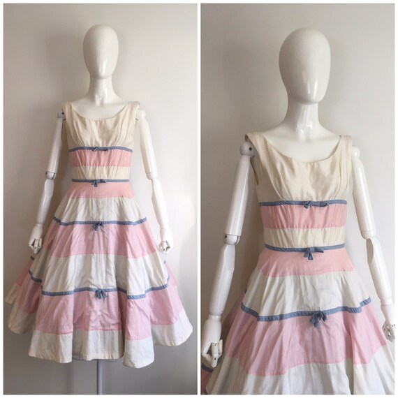 Vintage 1950s Suzy Perette Patel Bow Party Dress 5