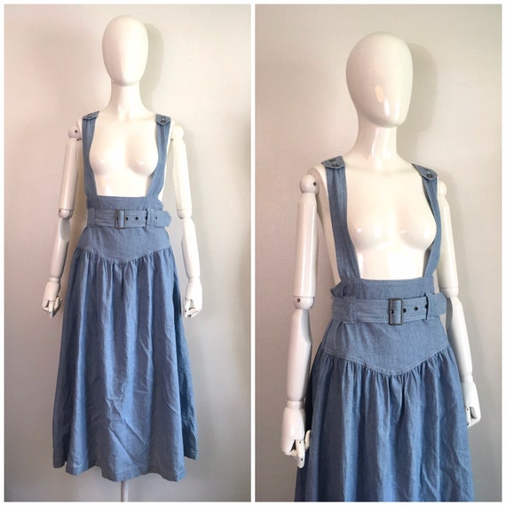 Vintage 1980s Gitano Pinafore Suspender Skirt 80s