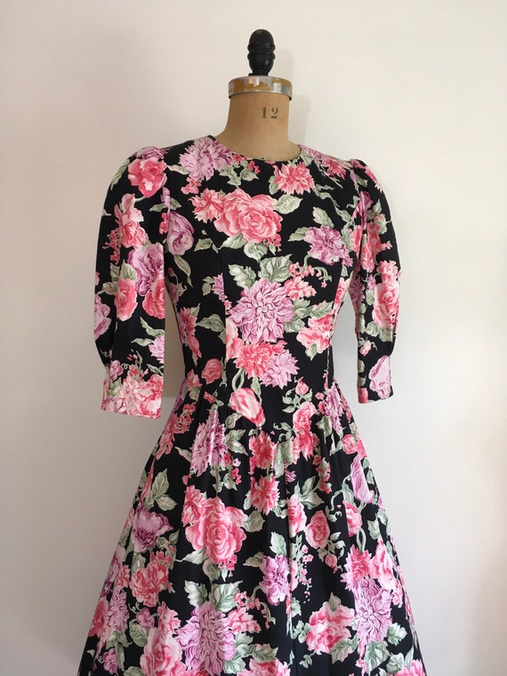 Vintage 1980s Lanz Floral Garden Party Dress 80s … - image 3