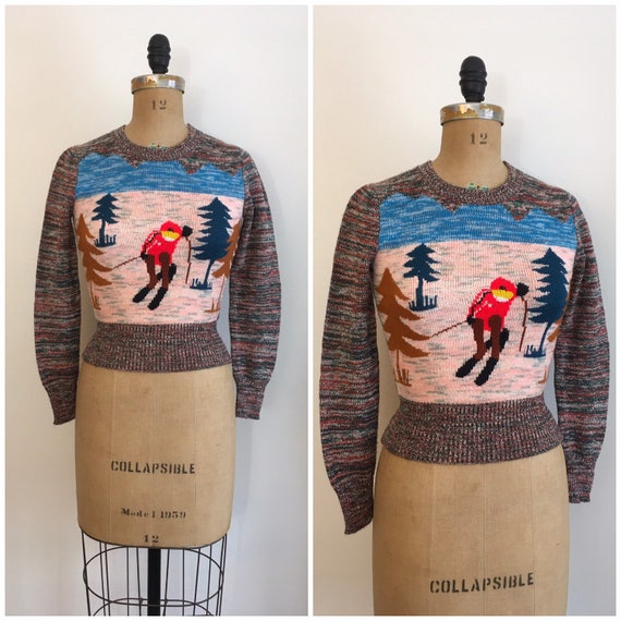 Vintage 1970s Arpeja Downhill Ski Sweater 70s Nove