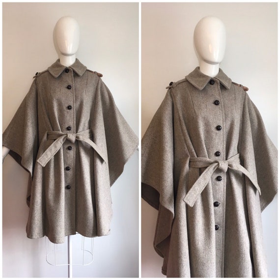 Vintage 1970s 1980s Top Flight Cape Coat 70s 80s