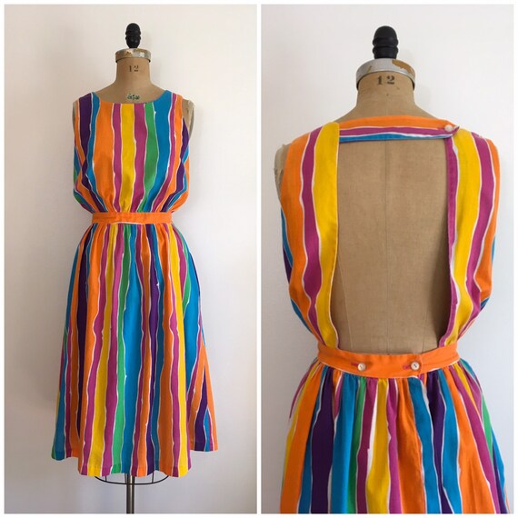 Vintage 1980s Gabar Rainbow Sundress 80s