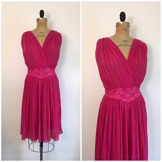 Vintage 1980s 1990s Greek Gauze Cotton Dress 80s 9