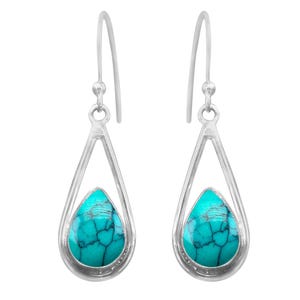 Turquoise Gemstone Drop Earring,925 Sterling Silver Turquoise Dangle Earring For Women,Fashion Jewelry Women,Gift For Her,Gemstone Earring