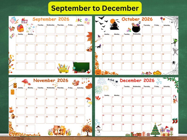 2026 Kids Calendar – Editable and Printable Monthly A4 PDF | Fun School ...