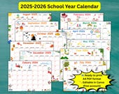 2025–2026 School Year Calendar PDF – Editable and Printable Academic Planner | For Teachers, Homeschool, Parents and Kids