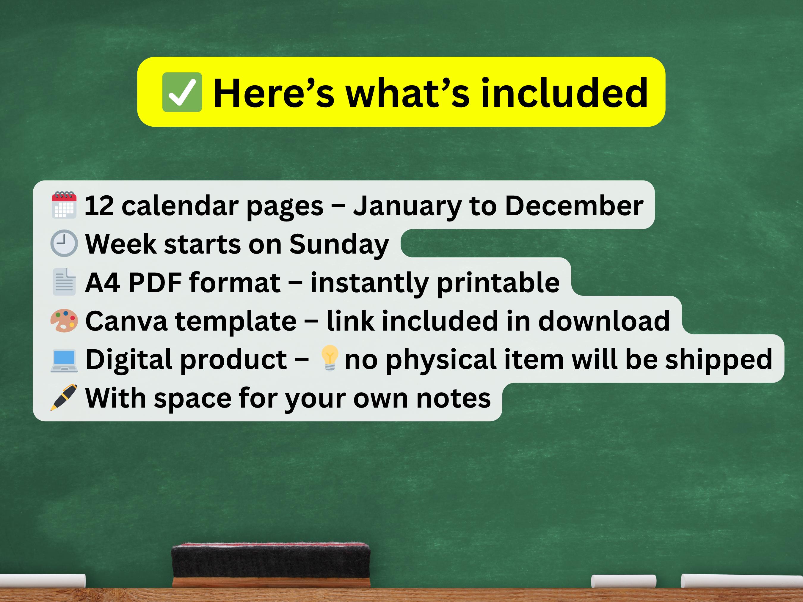 2026 Kids Calendar – Editable and Printable Monthly A4 PDF | Fun School ...