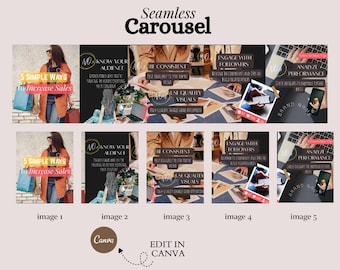 Instagram Carousel Template: Modern Minimal Design, Canva Editable- social media manager carousel template - seamless carousel