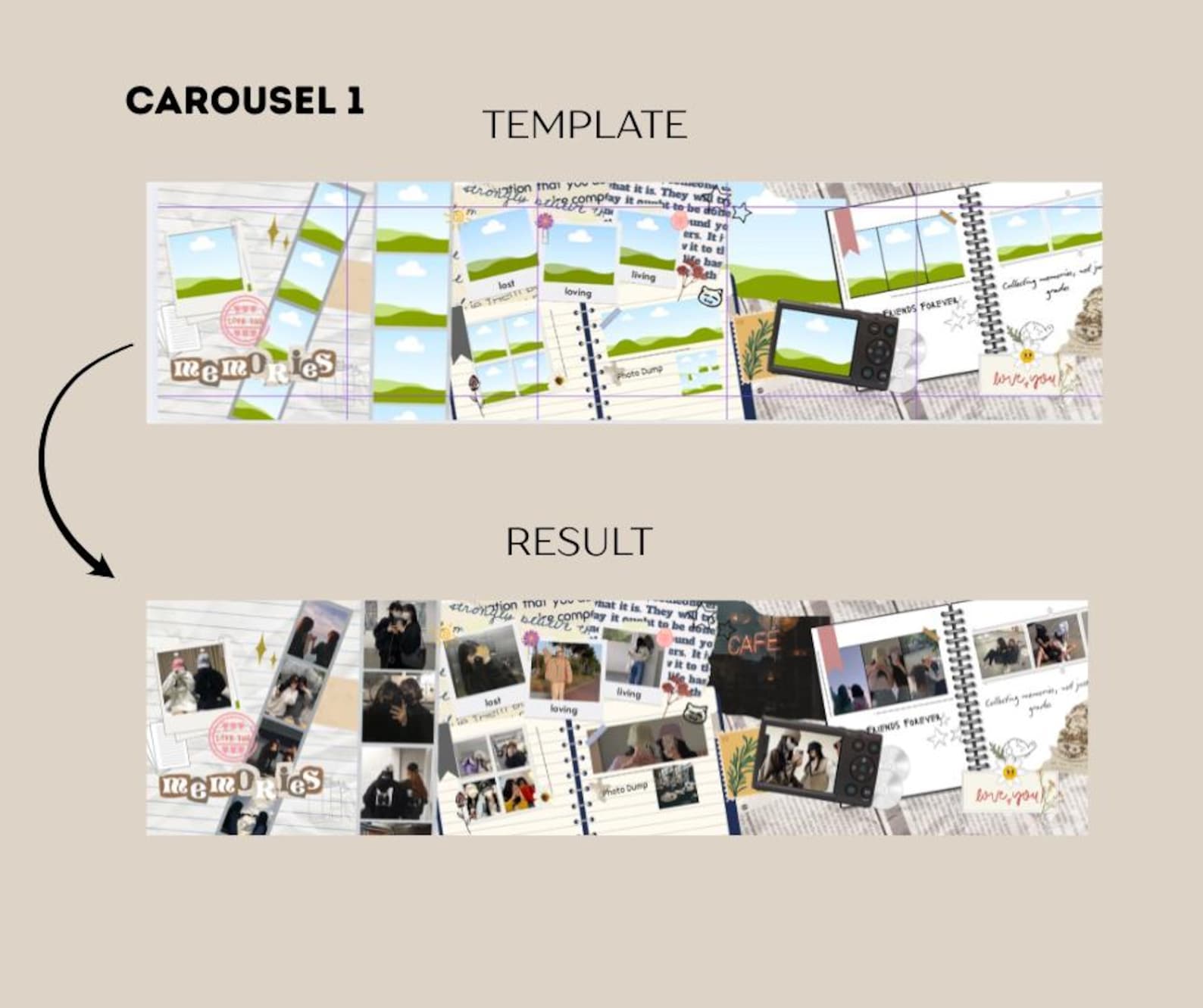 Scrapbook Instagram Carousel Template: Seamless Social Media Posts ...