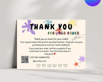 Small Business Thank You Card Template: Editable Order Insert (Canva PDF)
