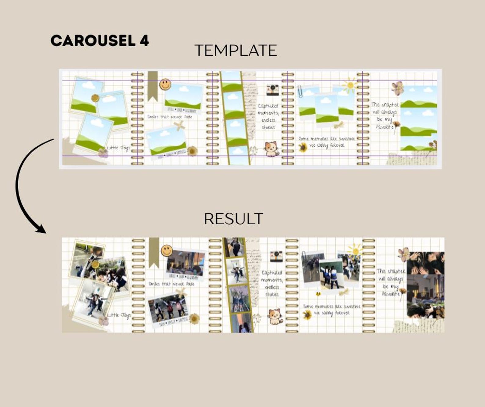 Scrapbook Instagram Carousel Template: Seamless Social Media Posts ...