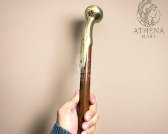 Brass Bubba Handle Walking Stick – Solid Wood Shaft, Heavy Brass Top Cane, Detachable Sections, Vintage Style Mobility Support Cane