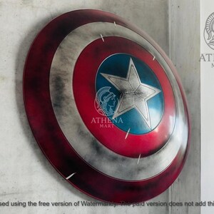 Captain America Shield 22″ Battle Damaged – Handmade Marvel Cosplay Prop & Wall Decor, Full or Broken Shield | Avengers Gift image 6