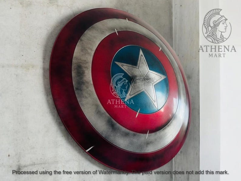 Captain America Shield 22″ Battle Damaged – Handmade Marvel Cosplay Prop & Wall Decor, Full or Broken Shield | Avengers Gift image 6