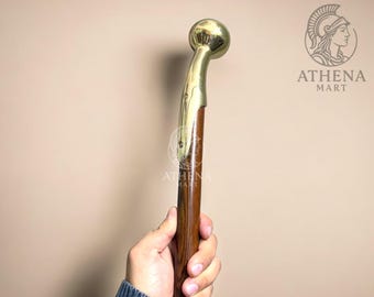 Bastón de latón con mango Bubba, mango de madera maciza, parte superior de latón macizo, secciones desmontables, estilo vintage, ideal para la movilidad.