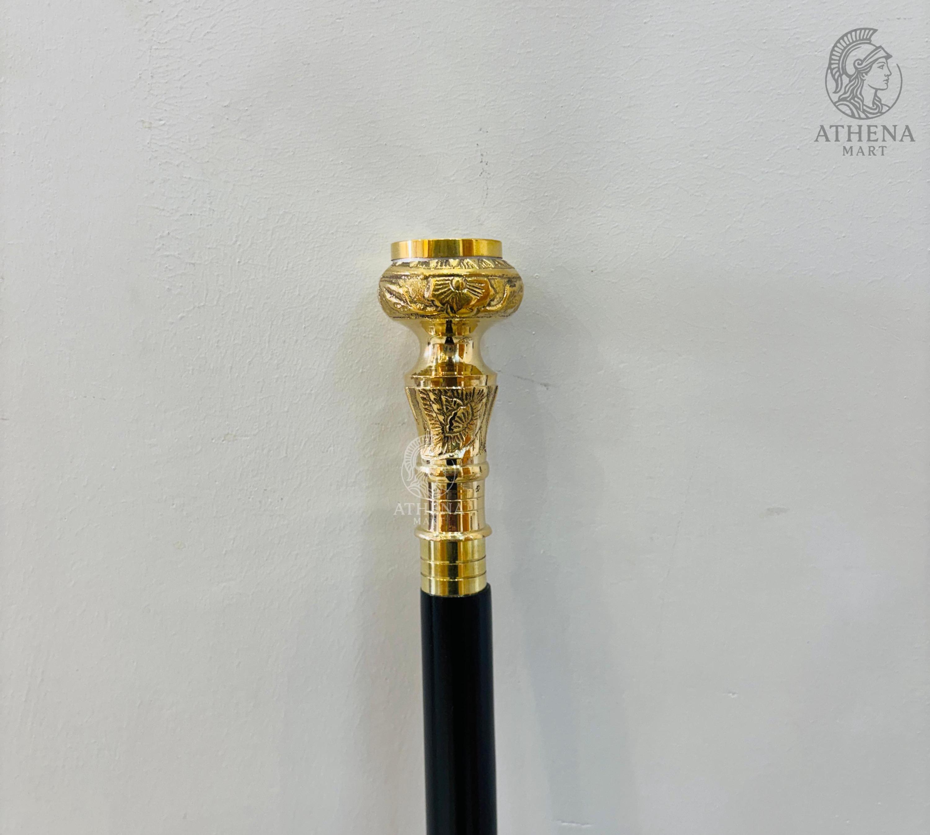 Luxury Vintage Brass Compass Walking Cane, Victorian Wooden Walking ...