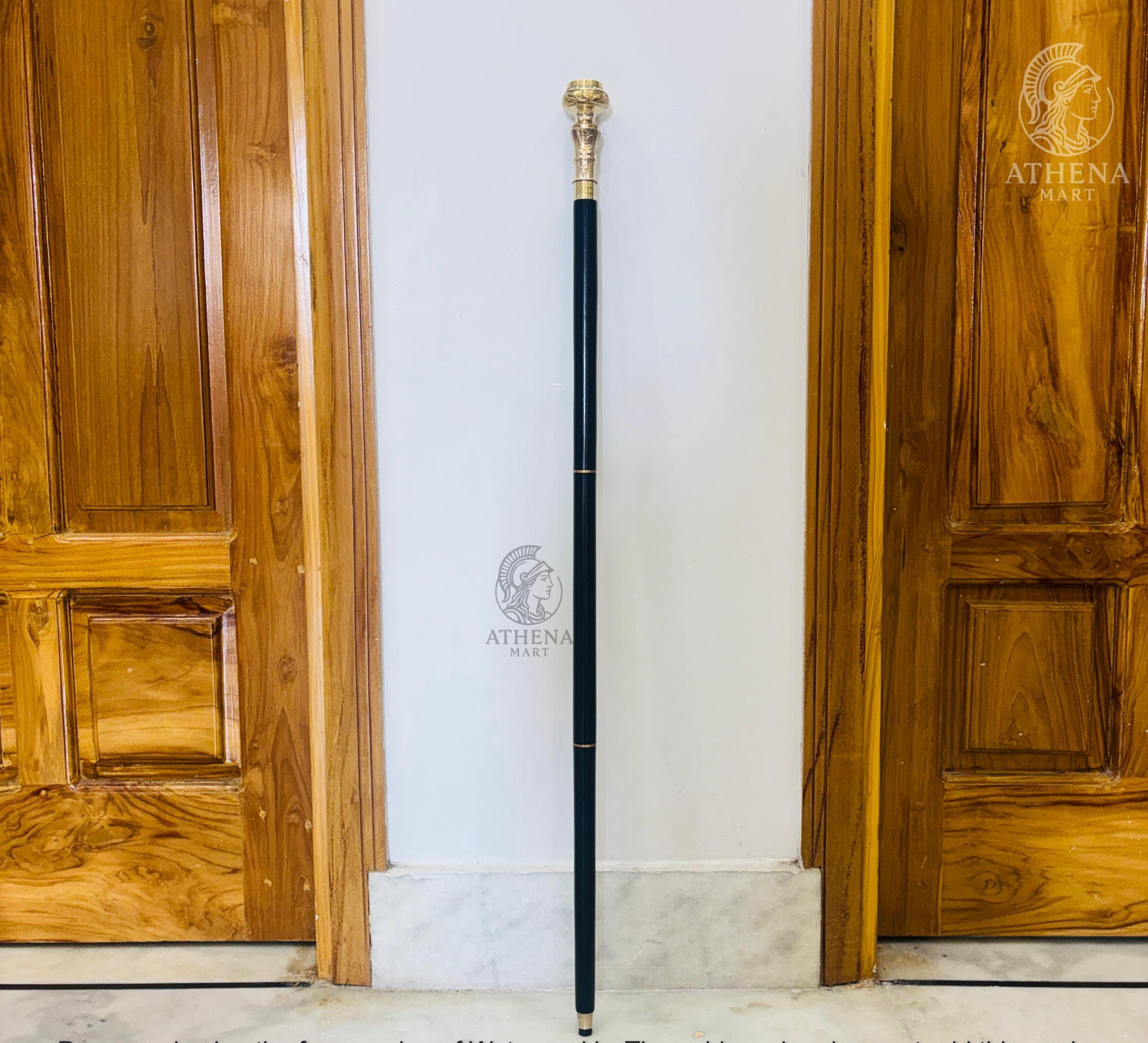 Luxury Vintage Brass Compass Walking Cane, Victorian Wooden Walking ...