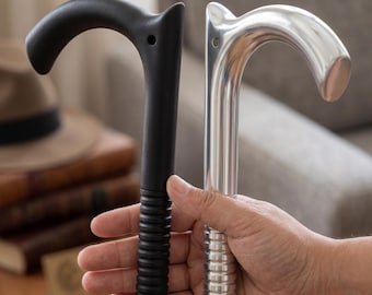 Solid Aluminum Tactical Walking Stick | Detachable Walking Cane | Silver,  Black Metal Cane with Ergonomic Grip for Men & Women | Hiking Aid
