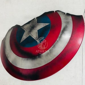 Captain America Shield 22″ Battle Damaged – Handmade Marvel Cosplay Prop & Wall Decor, Full or Broken Shield | Avengers Gift image 4
