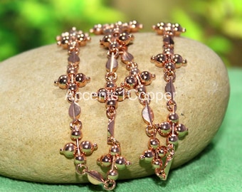 Handmade Pure Copper Chain Anklet: Unisex Bead Bracelet