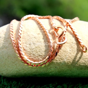 Pure 100 % Copper Chain necklace, Pure Copper Wheat chain, Solid Copper jewelry ,Chain necklace ,Gift Viking jewelry, friendly Figaro chain.