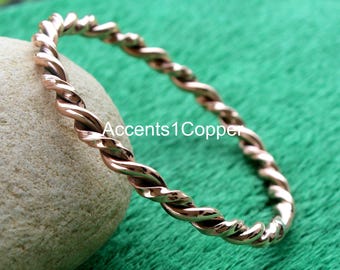 Handmade Pure Copper Twisted Bangle Bracelet