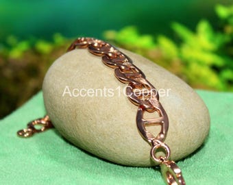 Handmade Solid Pure Copper Chain Bracelet, Unisex