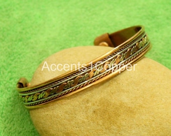 Adjustable Copper Magnetic Bracelet: Handmade Energy Cuff Bangle