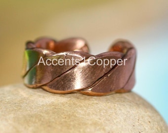 Handmade Copper Double Twisted Ring, Magnetic Therapy Ring