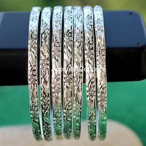 925 Sterling Silver, Oxidised 7 Set of Bangles, 7 set Bangles, Gift for mom, Silver Bangle for Her/him, Handmade Bangles , all occasion gift