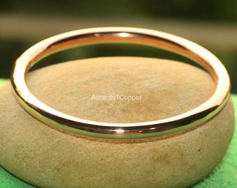Handmade Thick Copper Bangle, Healing Stacking Bangle, Gift for Her