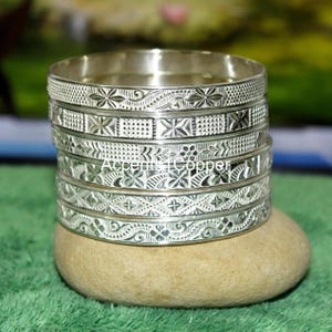 Set Of 7 Bangles, Boho Stacking Bangles, 925 Sterling Silver Bangles, Handmade Silver 7 Day Bangle Semanario Bangle, Designer Set oF Bangles