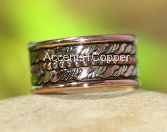 Handmade Chunky Copper Twist Ring, Rustic Stacking Band