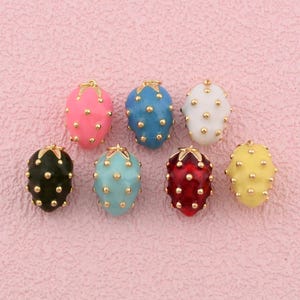 Cute 18K Gold Filled Strawberry Charms in Multicolor Enamel Design for DIY Necklace Bracelet and Earrings 13x17mm