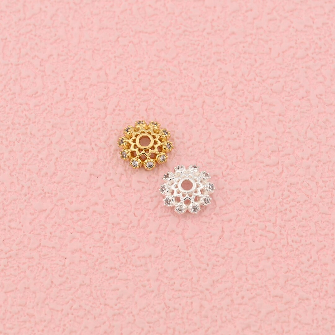 Radiant Floral Bead Caps With Zircon Shine in 18K Gold Filled and ...