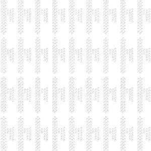 Puede incluir: Patrón de braille blanco sobre fondo blanco. El patrón consiste en líneas verticales de puntos en relieve, cada línea con una disposición única. Los puntos están espaciados uniformemente, creando una apariencia texturizada.