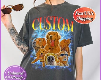 Camisa pirata con retrato de mascota, colores cómodos y personalizados, camiseta conmemorativa personalizada para perro y gato, foto y nombre, regalo para la pérdida de una mascota, estilo retro vintage de los años 90.